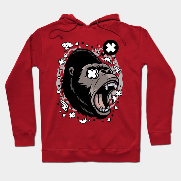 gorilla face illustration Hoodie by Mako Design 